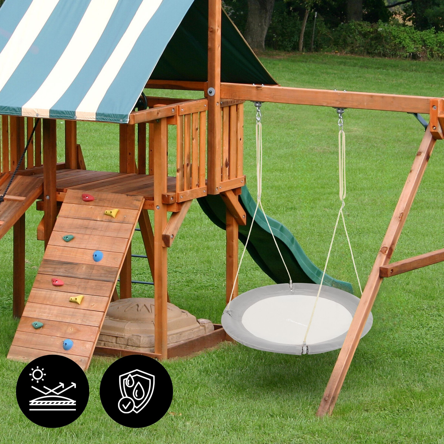 Leagăn cu cuib de barză HyperMotion - diametru 100 cm, culoare gri