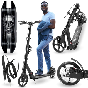 Scuter cu două roți pentru tineri adulți - cu amortizor - HyperMotion Skyline - negru, aluminiu - 100kg
