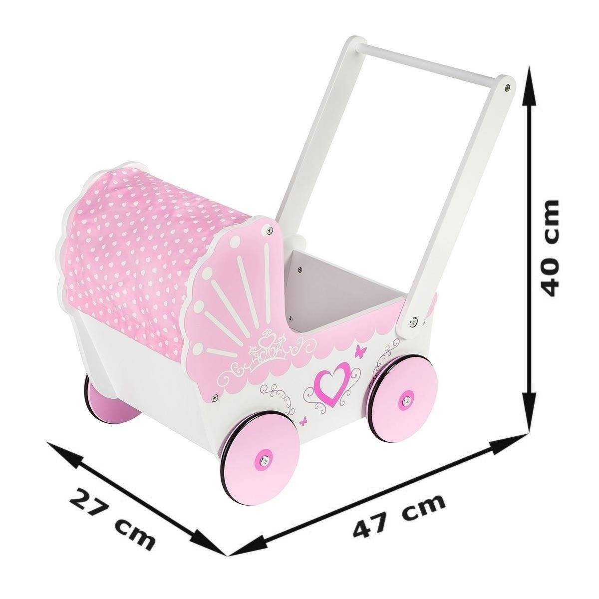 Cărucior de păpuși din lemn