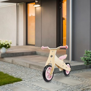 Tricicleta din lemn si balansoar 2in1 - HyperMotion PERCY - roz