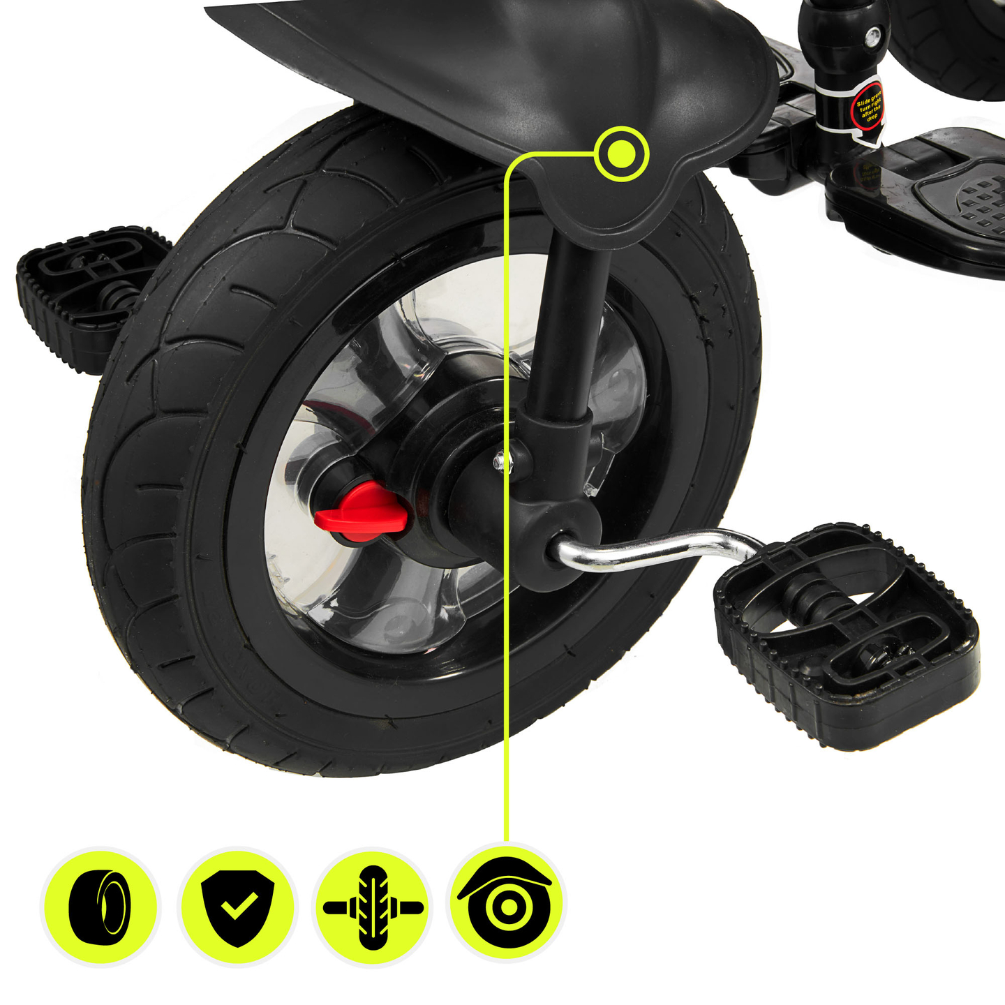 Tricicletă pentru copii 1-4 ani - TOBI FREY - culoare roz - roți pivotante - roți cu pompă + împingător