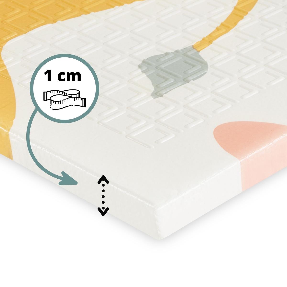 Covoraș din spumă pliabil pe două fețe 180 x 120 x 1cm - Elefanți exotici / Gri delicat