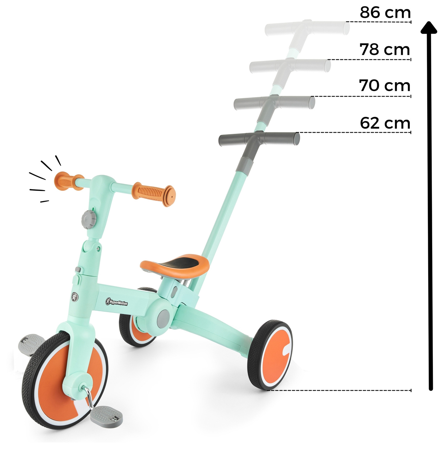 Tobi ROCKET - Tricicletă pentru copii, bicicletă de fond, călăreț - împingător - 5 în 1 de la HyperMotion