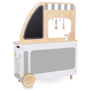 Camion alimentar din lemn pe roți - bucătărie cu accesorii