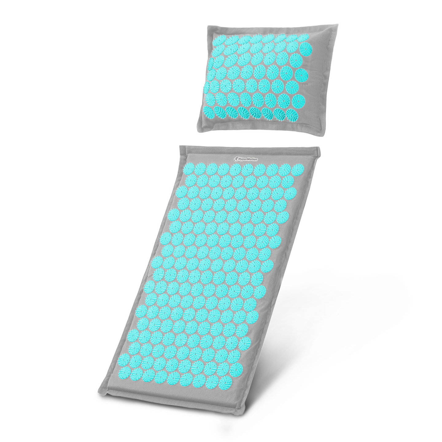 Saltea de presopunctură ECO din in cu fibră de cocos și pernă de hrișcă – 68 cm HyperMotion Gri-Mentă