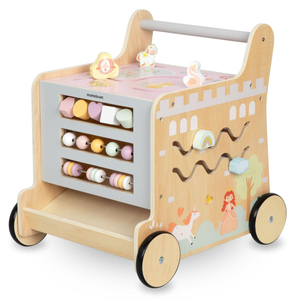 Mers 2 în 1 din lemn cu funcție de cub educațional, natural