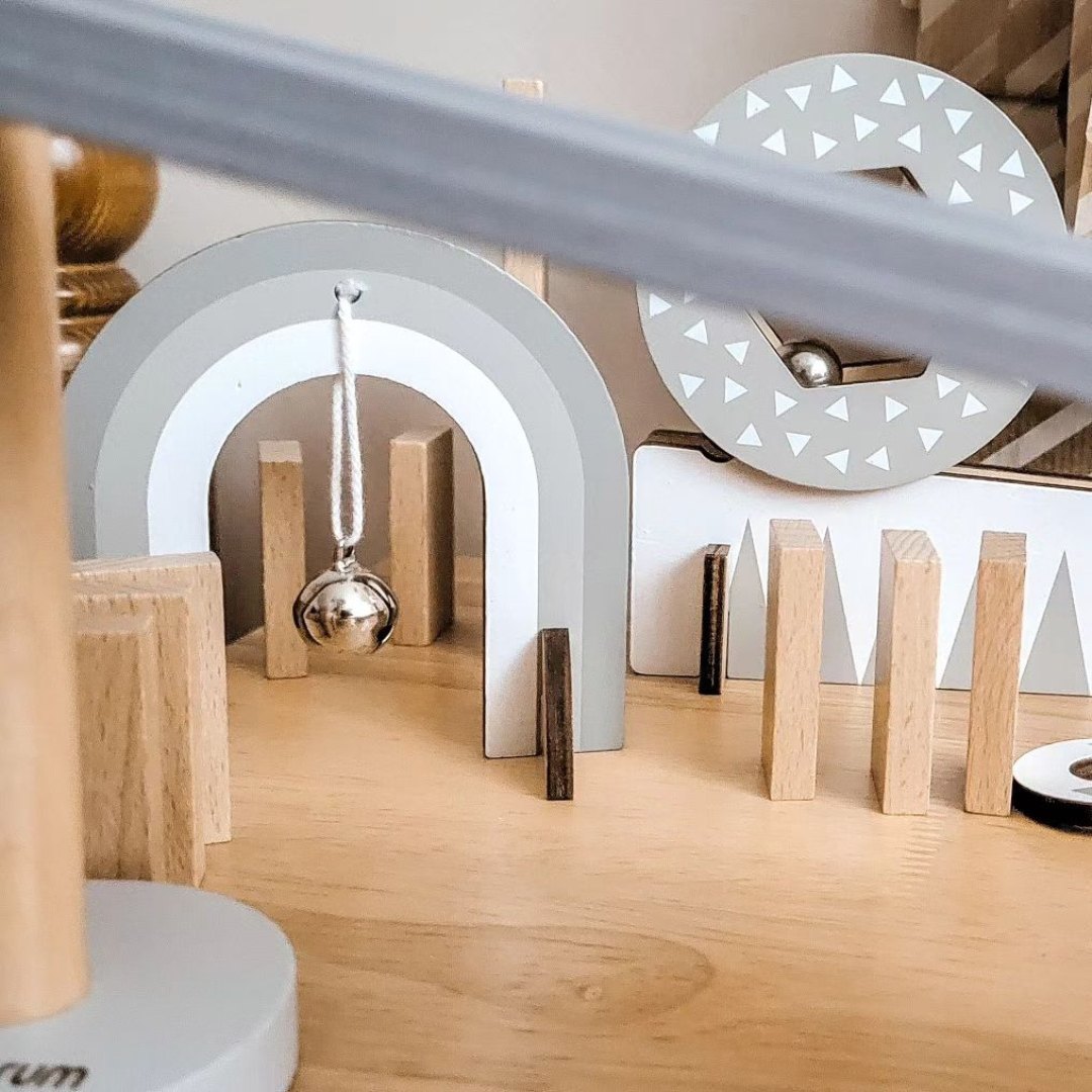 Blocuri de domino din lemn - cursă cu obstacole - 48 de elemente