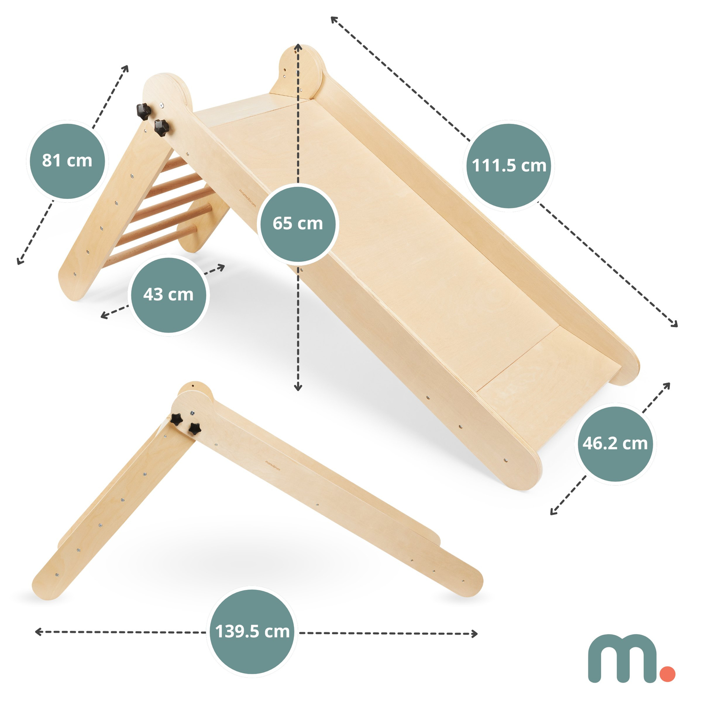 Tobogan din lemn cu scară pentru copii