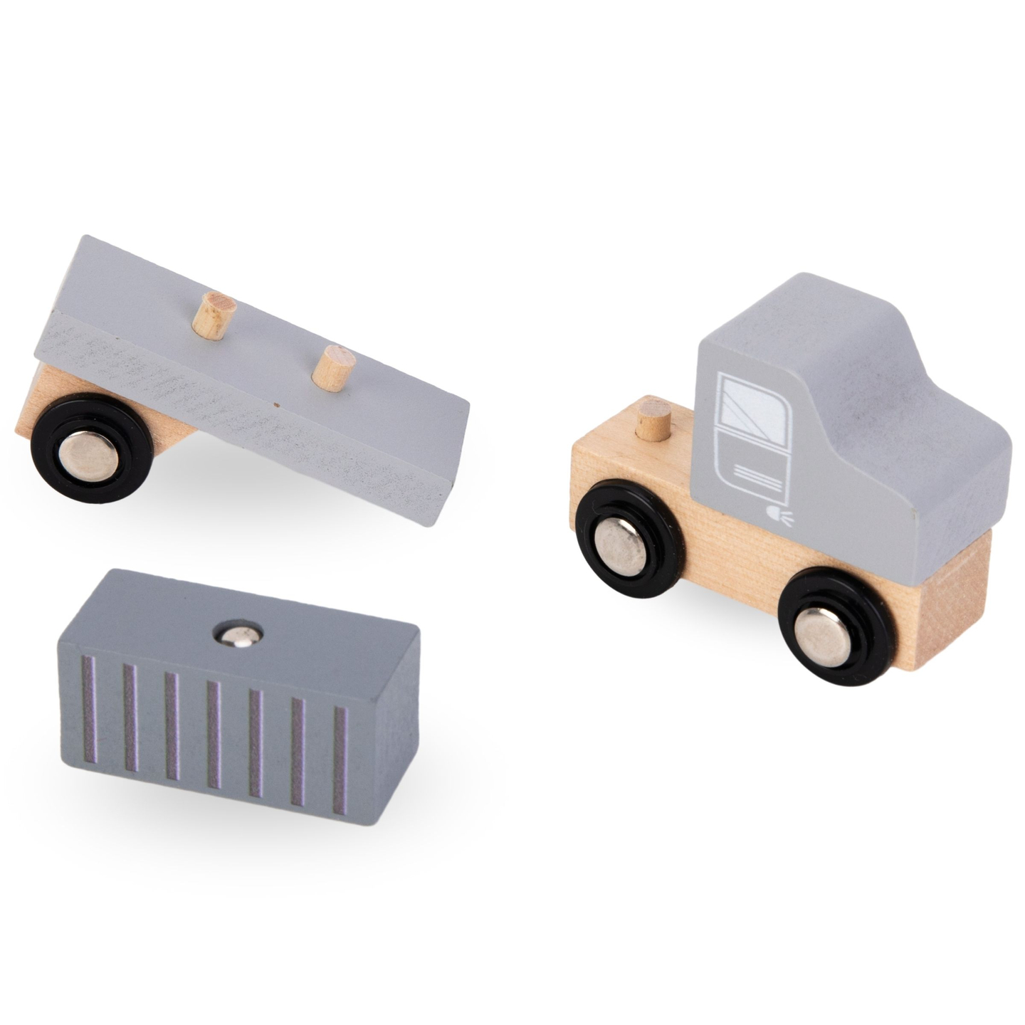 Macara portuară mobilă cu troliu magnetic și accesorii - set din lemn