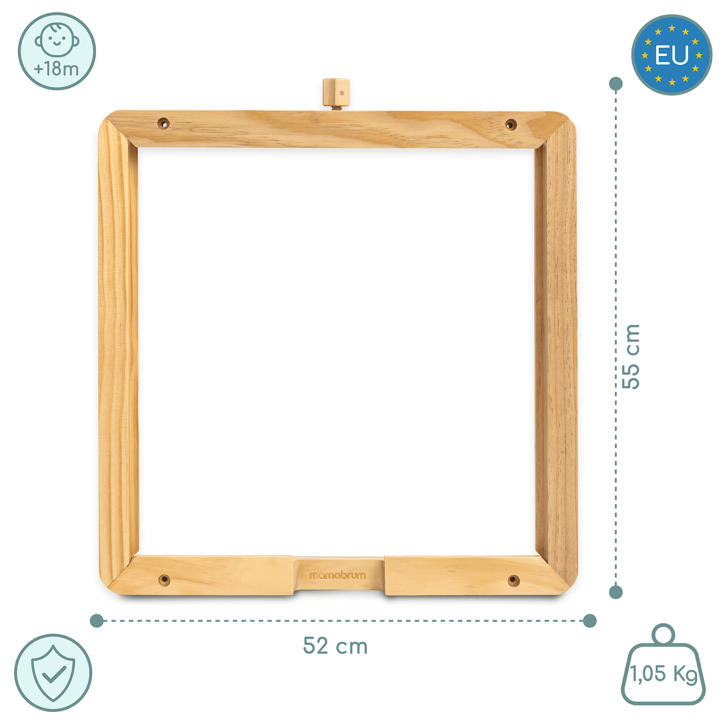 Ramă de perete din lemn - pentru montarea tablelor educaționale Mamabrum