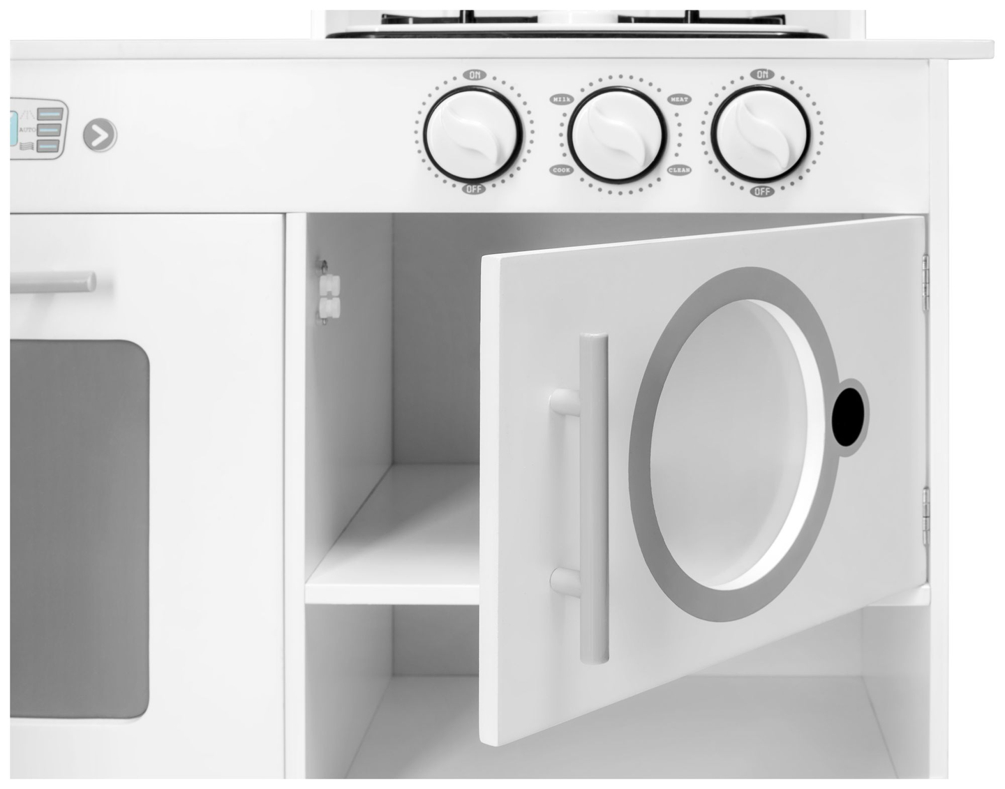 Bucătărie de colț din lemn XXXL cu frigider, cuptor, mașină de spălat, șorț și accesorii