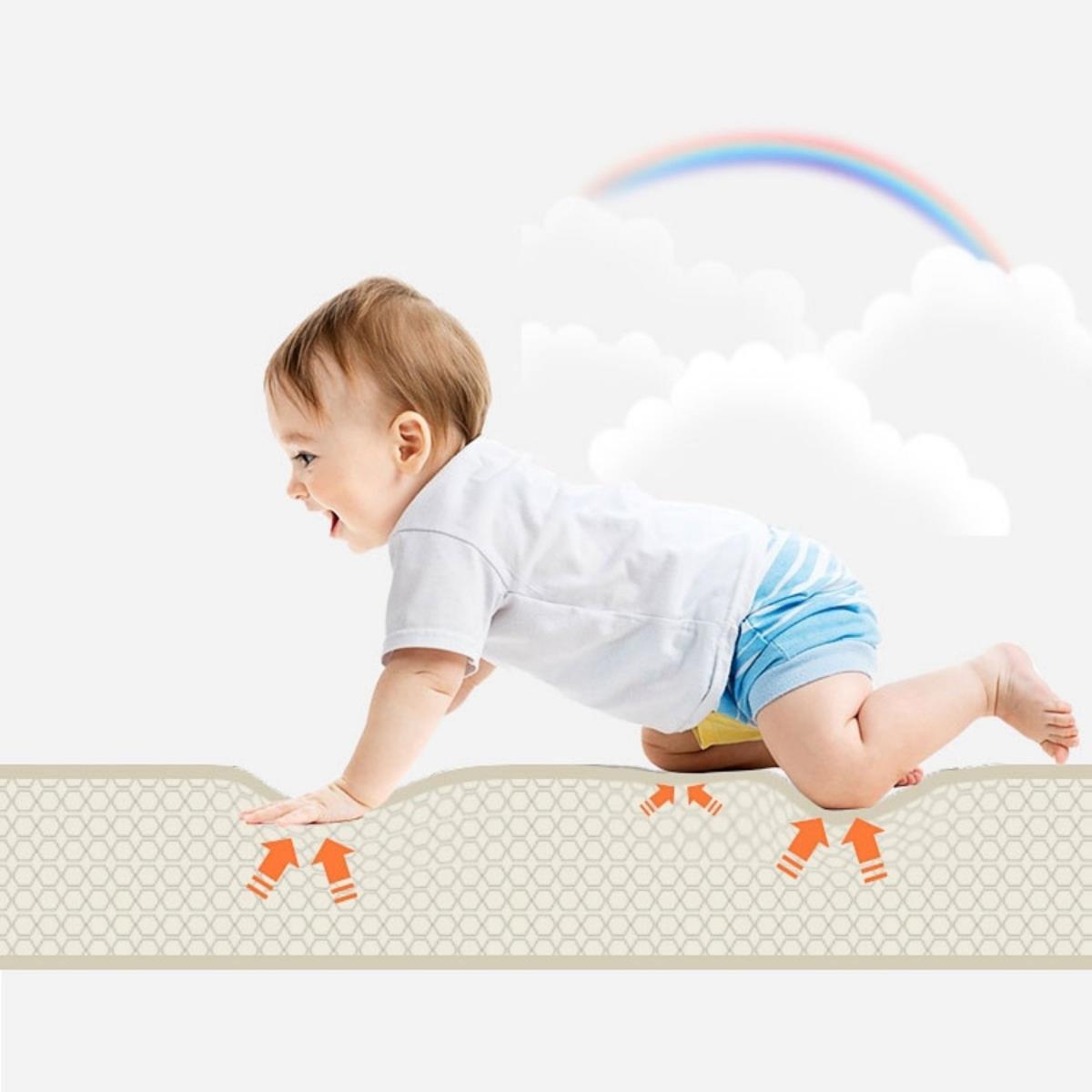 Covoraș din spumă pliabil pe două fețe 180 x 120 x 1cm - Elefanți exotici / Gri delicat