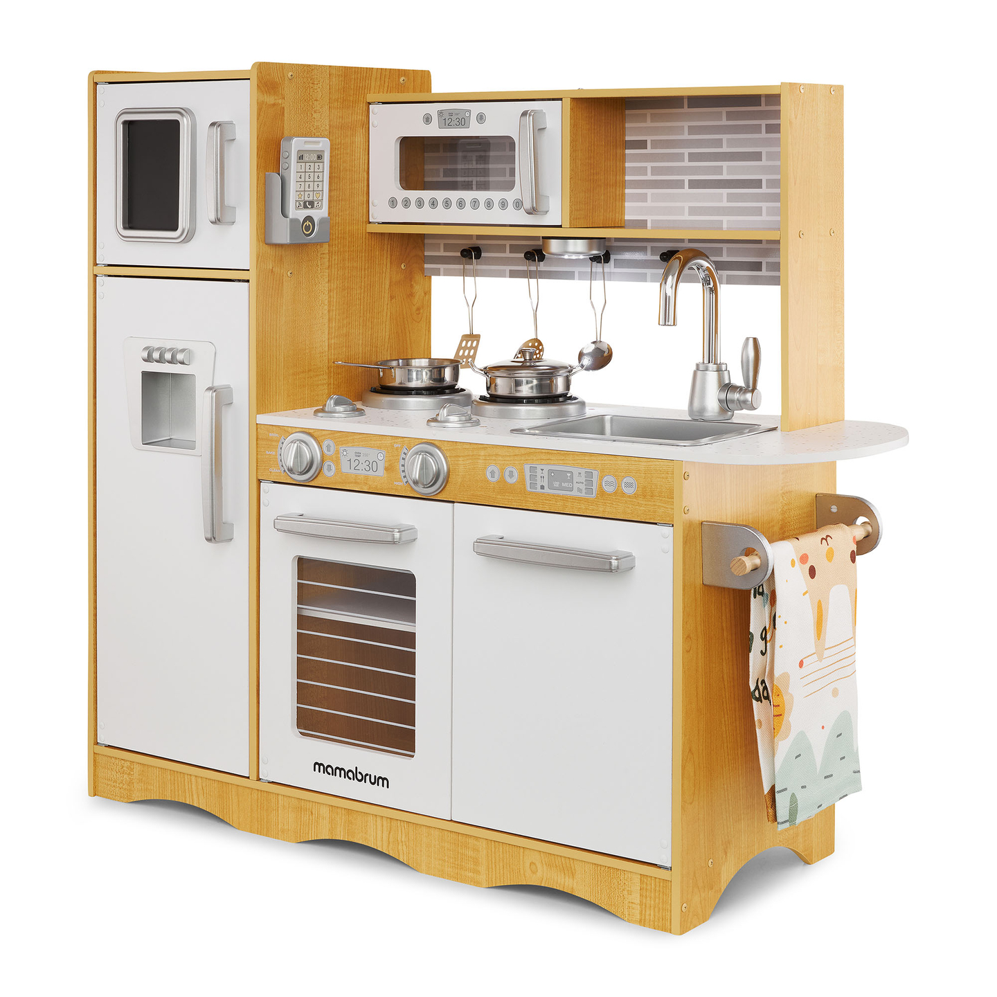 Bucătărie XXL din lemn cu iluminare LED, șorț și accesorii