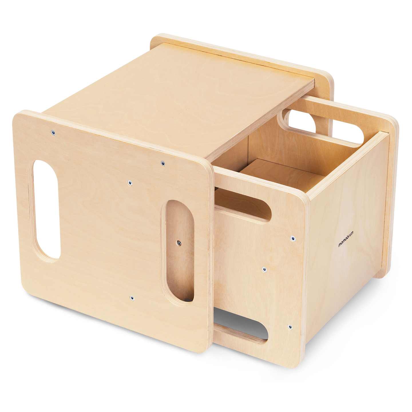 Masă și scaun din lemn cu funcție de piatră de treaptă – un set Montessori multifuncțional pentru copii