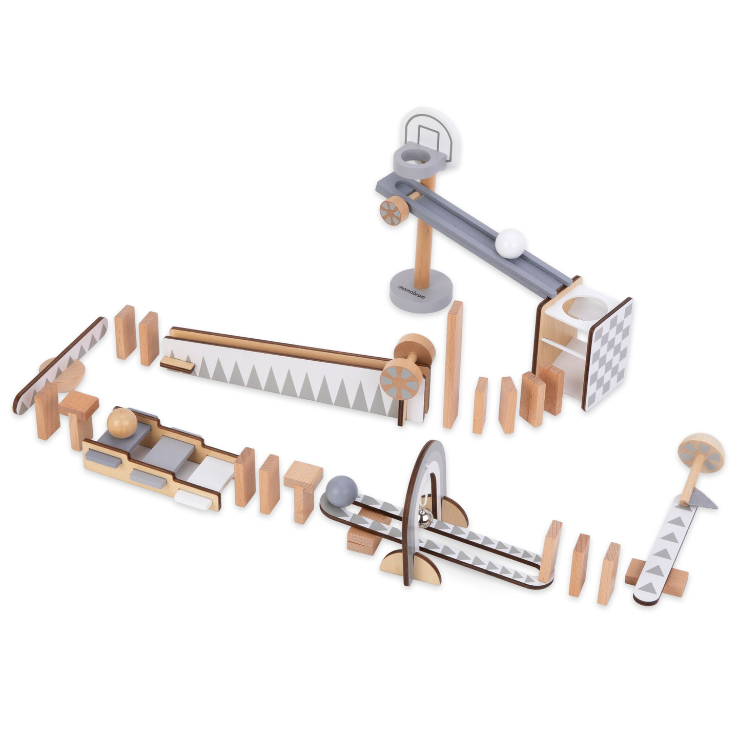 Blocuri de domino din lemn - cursă cu obstacole - 48 de elemente