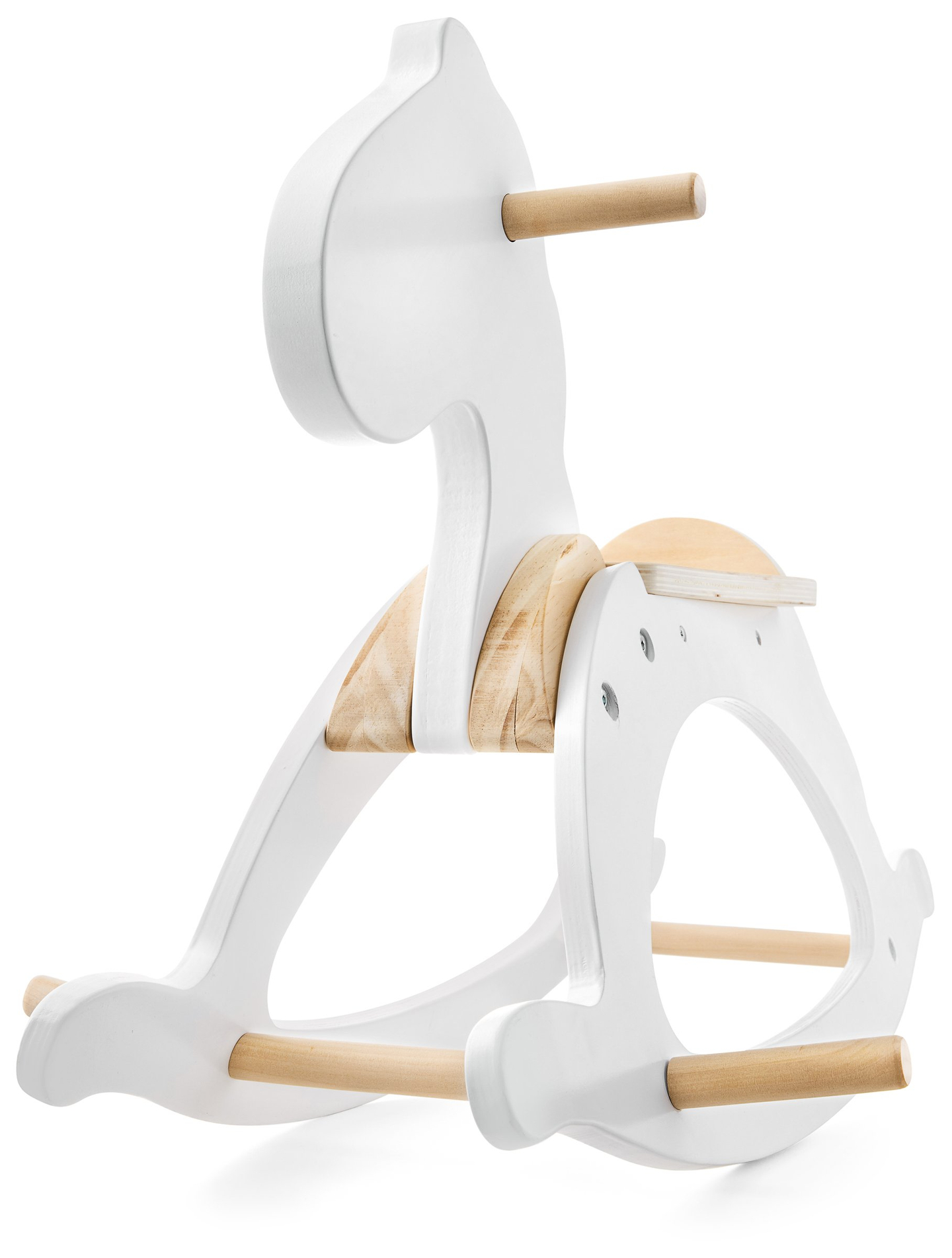 Căluț din lemn - alb - de la 12 luni.