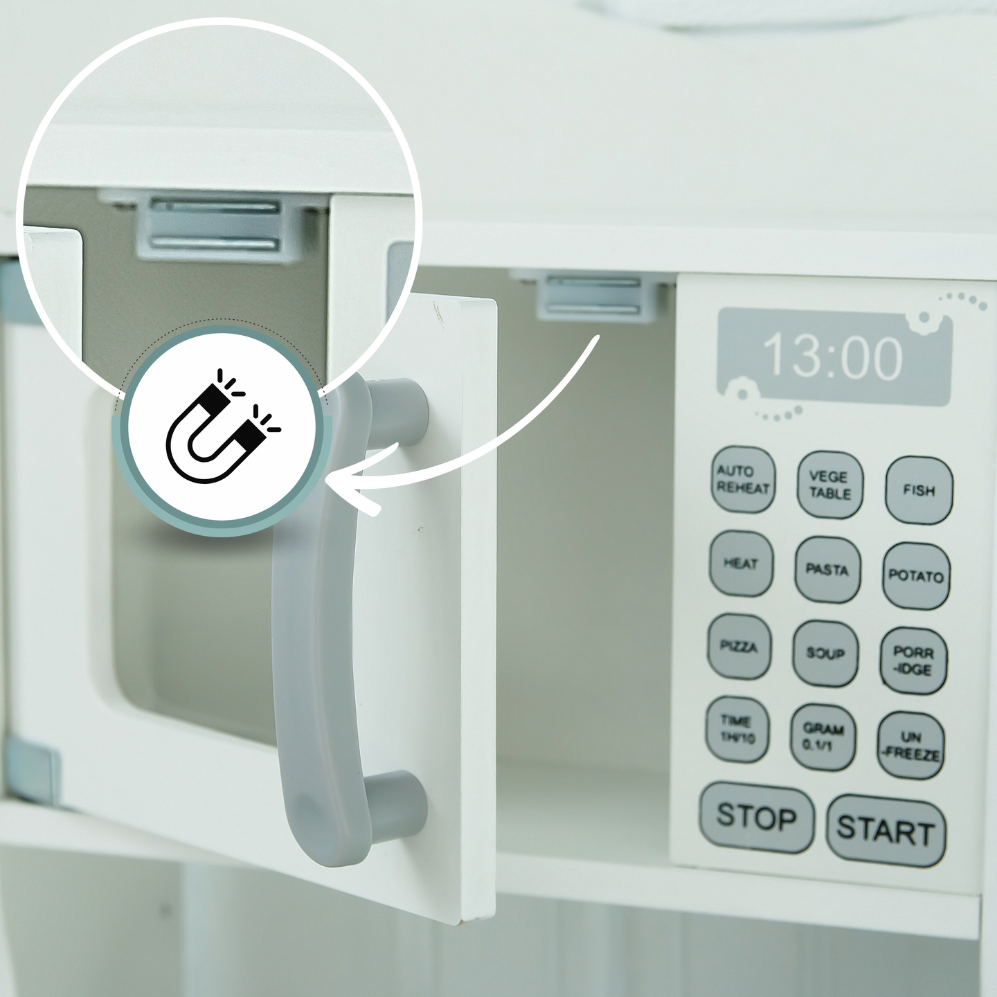 Bucătărie din lemn pentru copii cu cuptor cu microunde