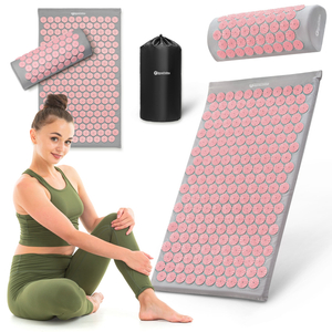 Saltea de presopunctură cu pernă și husă - 72 cm HyperMotion gri și roz