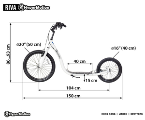 Scuter de oraș HyperMotion RIVA cu roți gonflabile de 50 cm și 40 cm