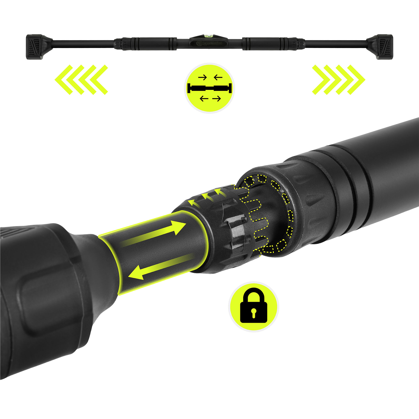 Bară de tracțiuni reglabilă HyperMotion 74-100 cm, 200 kg, Negru