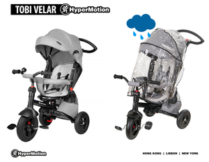 Tobi Velar tricicleta + folie de ploaie - gri
