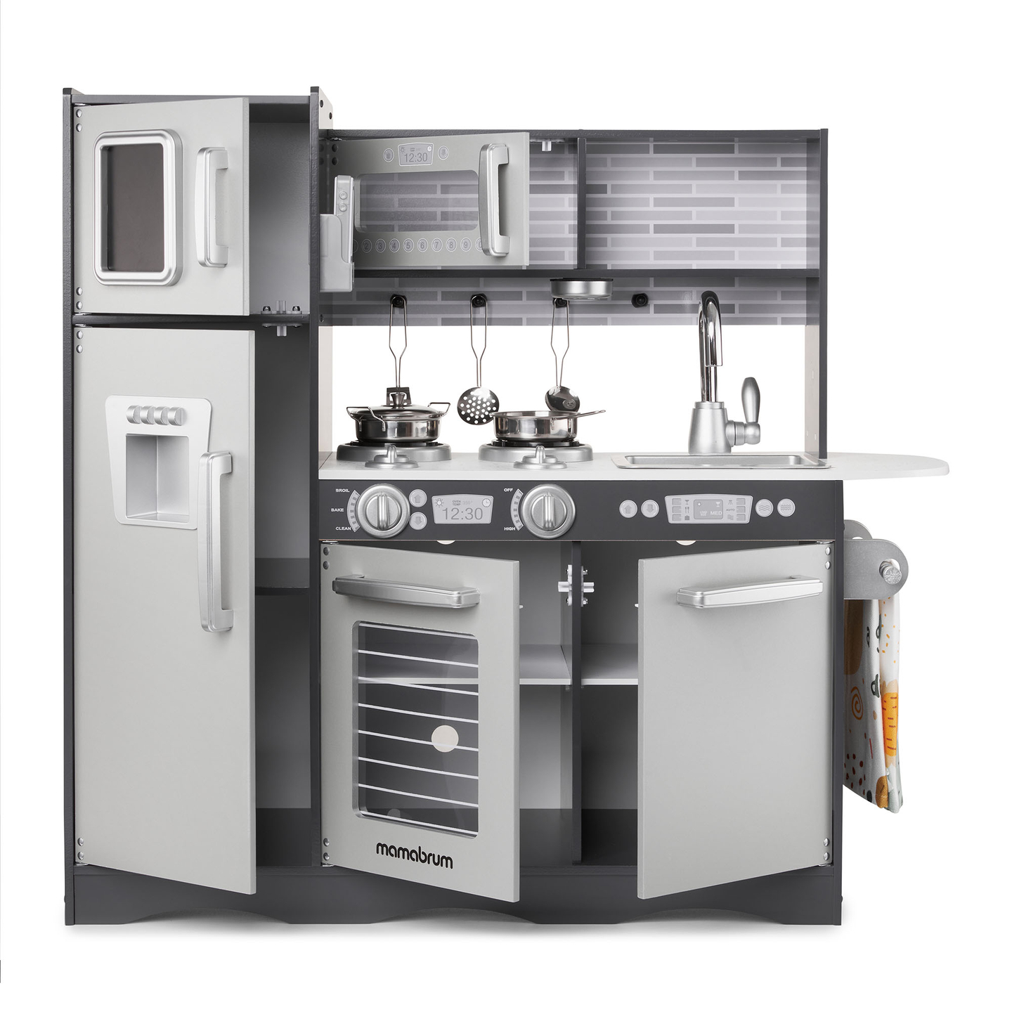 Bucătărie XXL din lemn cu iluminare LED, șorț și accesorii