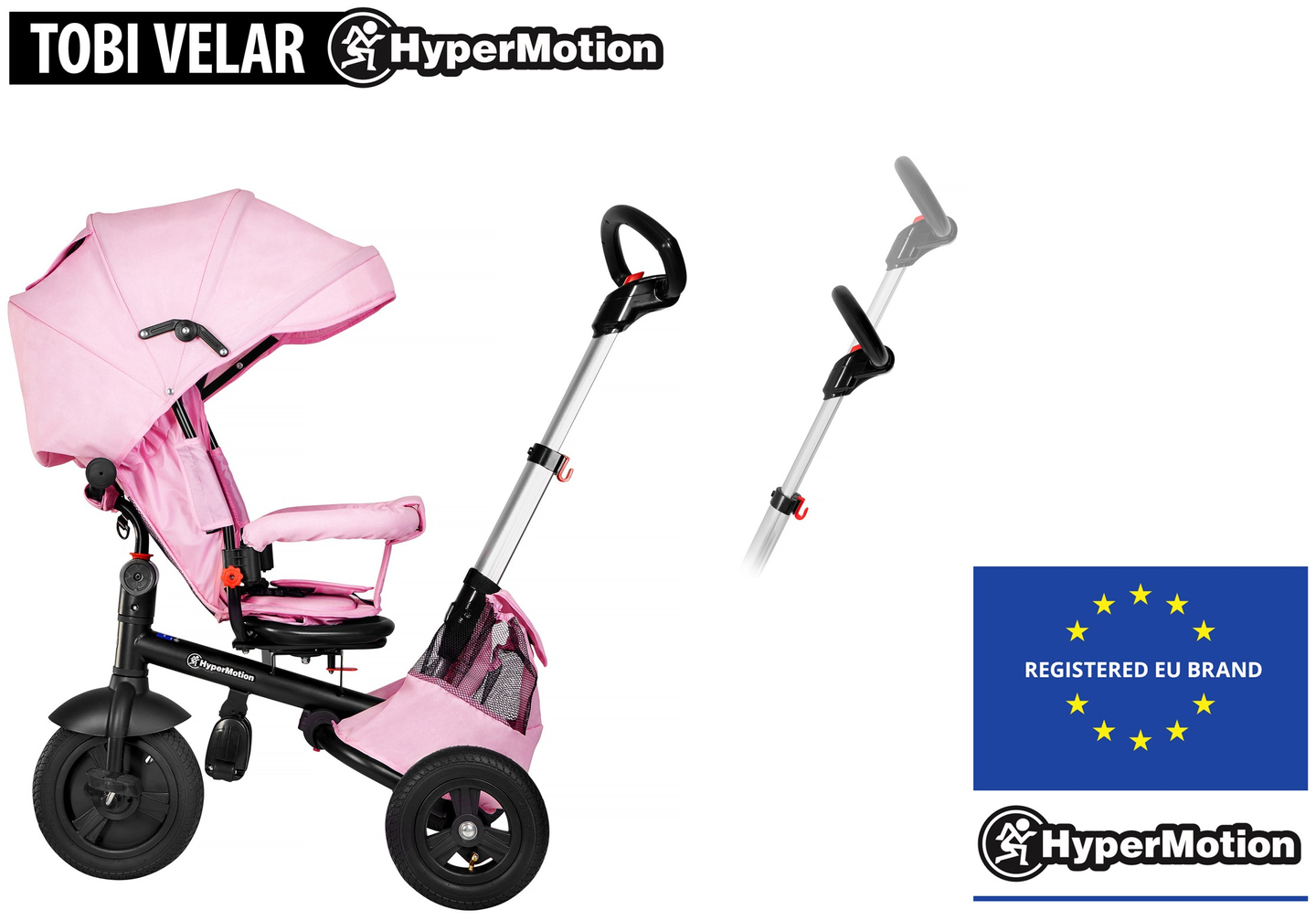 Tobi Velar tricicleta + folie de ploaie - roz