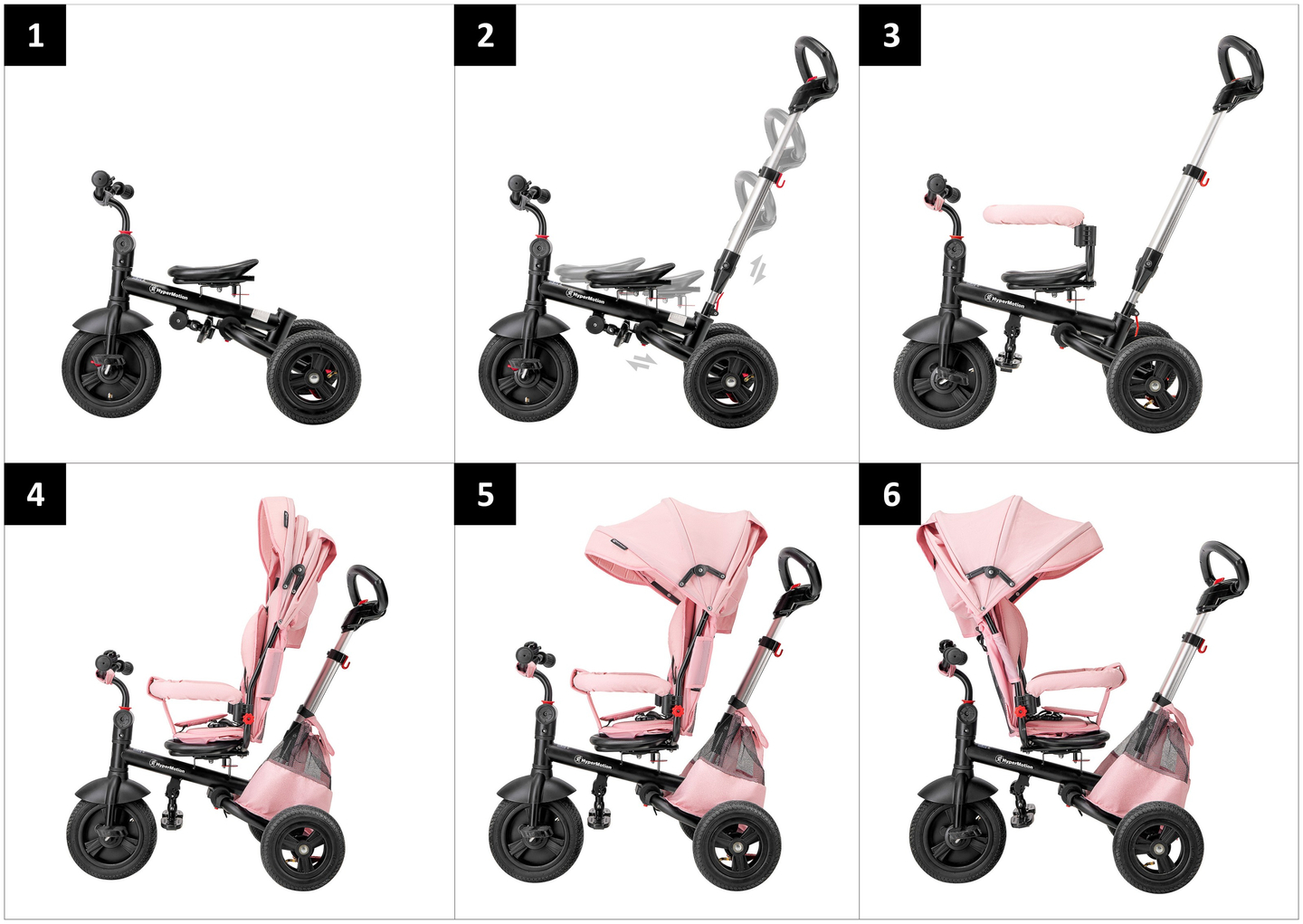 Tobi Velar tricicleta + folie de ploaie - roz