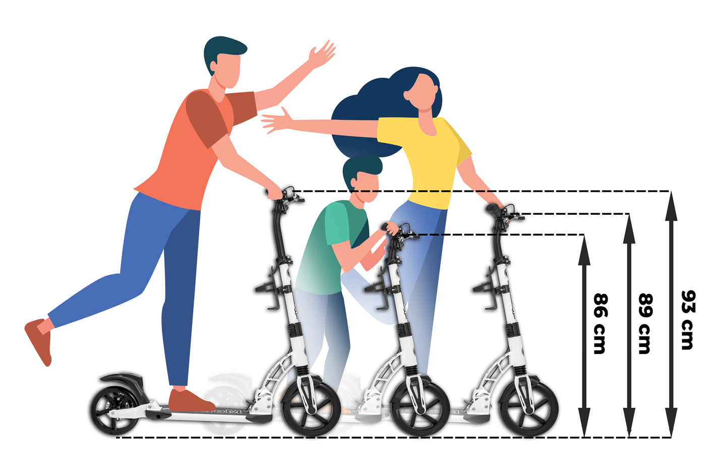 Scuter de oraș HyperMotion RIVA cu roți gonflabile de 50 cm și 40 cm