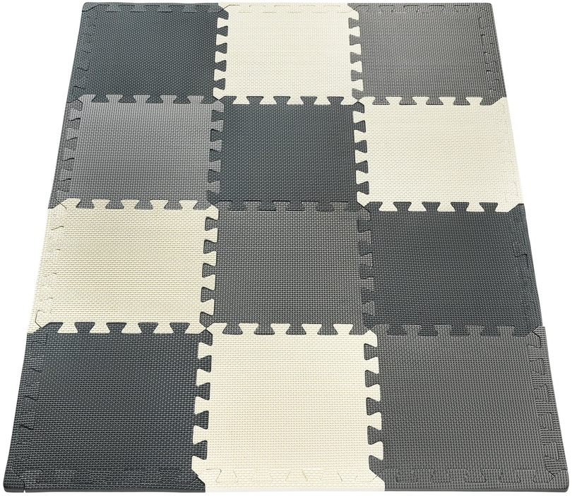 Puzzle din spumă 12pcs. - covor de spumă educațional 120 x 90 x 1.2cm cu margine - gri