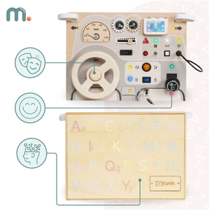 Tablă de joc Montessori din lemn pentru copii mici - bordul mașinii