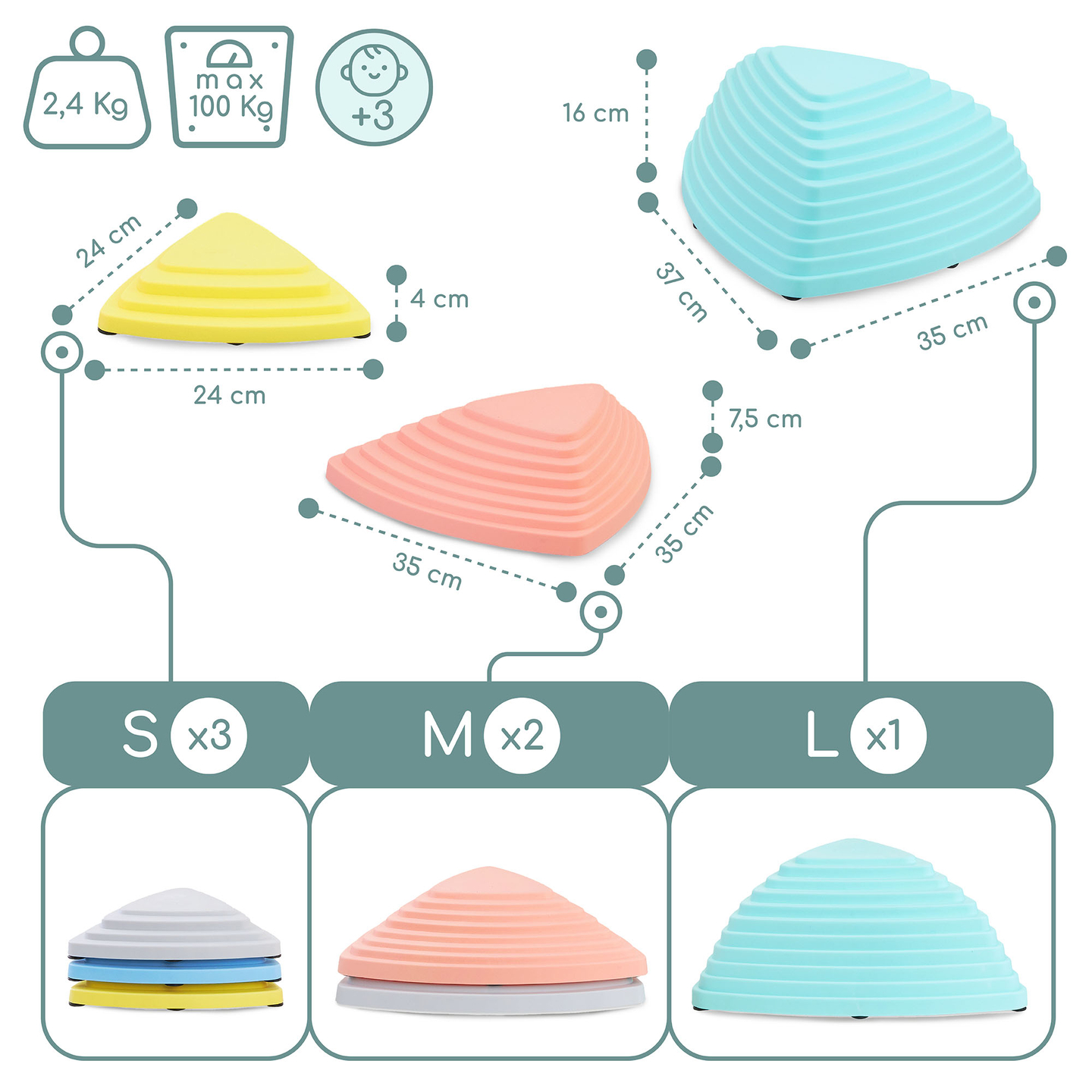 Pietre de echilibrare colorate - 6 bucăți