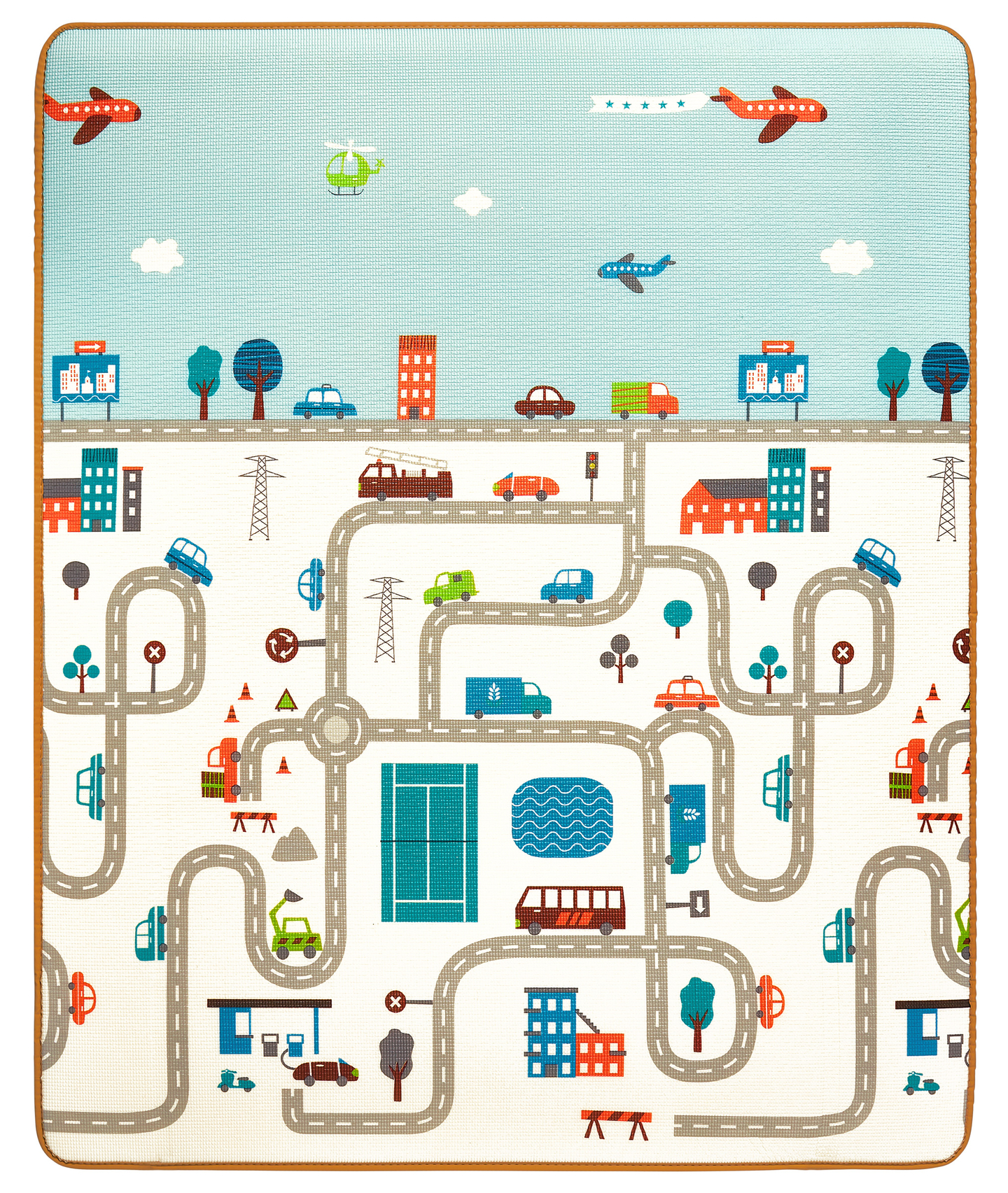 Covoraș de spumă cu două fețe XXL - rola 2 CM (drum și zigzaguri)