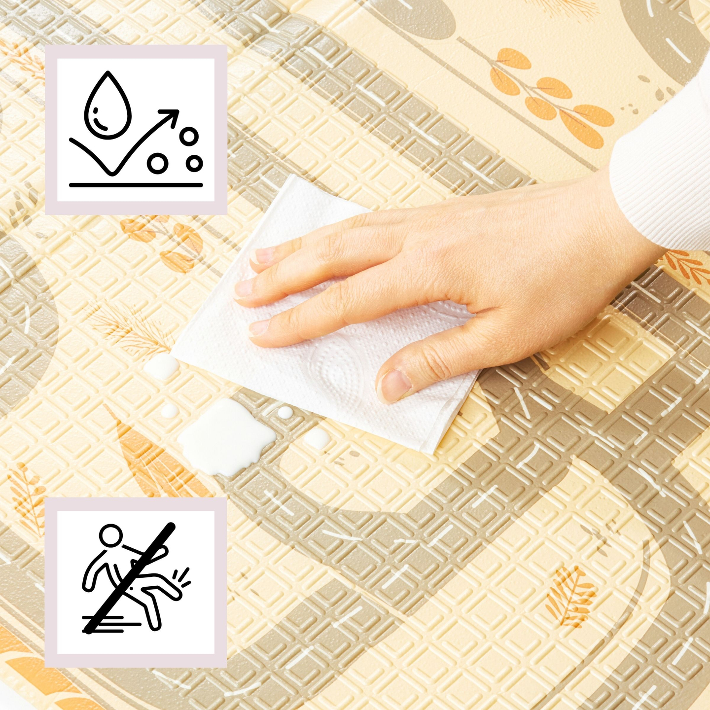 Covoraș de spumă pliabil pe două fețe 180 x 120 x 1cm - Magic Forest/Autumn Streets - boho