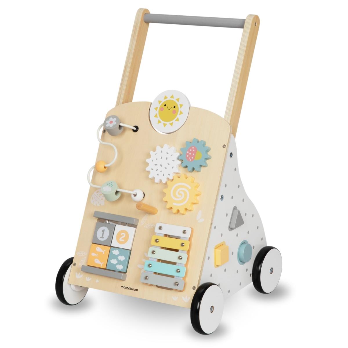 Walker educațional din lemn 8in1 / împingător pentru copii - placă manipulativă