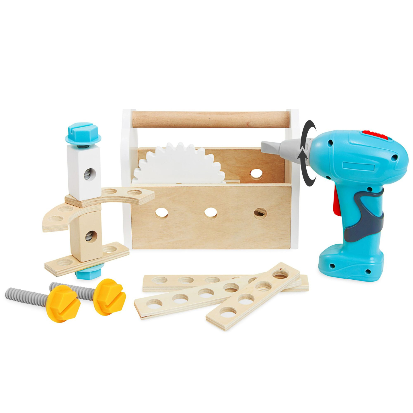 XXL Atelier mare din lemn cu unelte - set de bricolaj, 74 de elemente