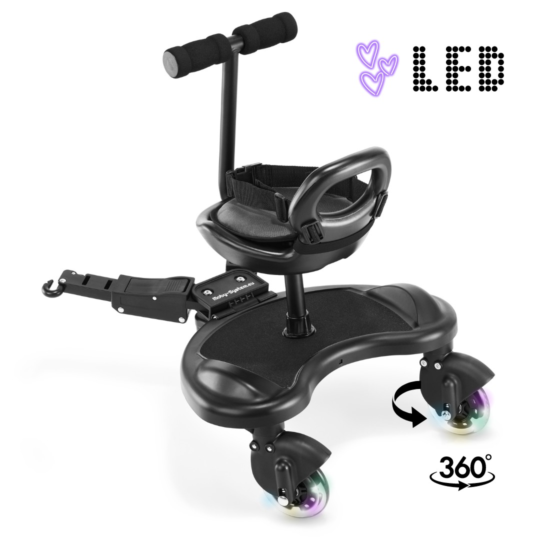 Extensie scaun cu rotile MR BUGGY cu scaun - roți cu LED-uri