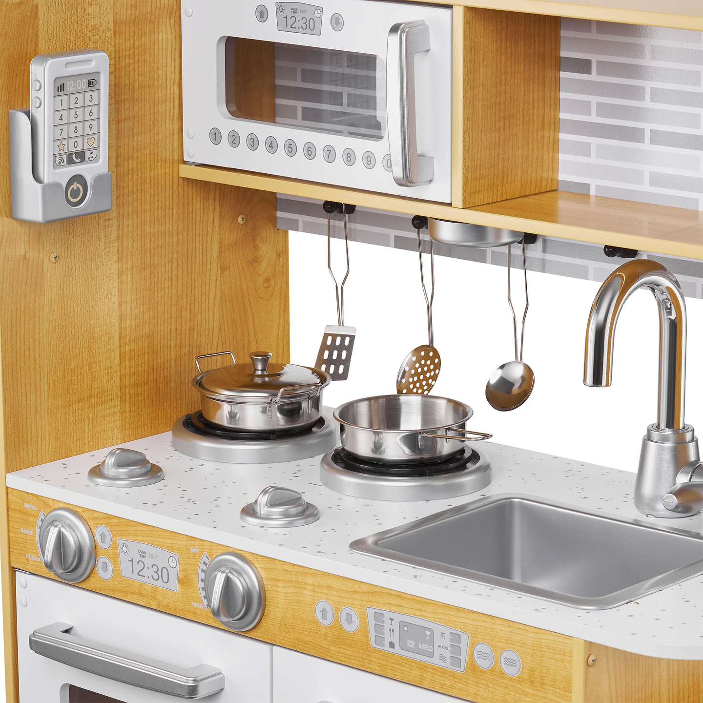 Bucătărie XXL din lemn cu iluminare LED, șorț și accesorii