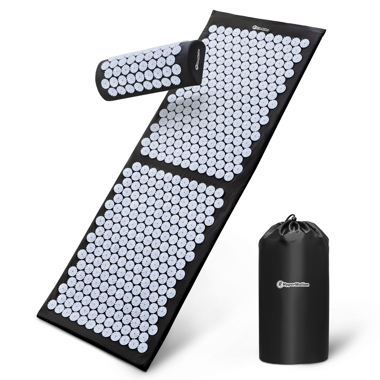 Saltea mare de presopunctură cu pernă și husă - 130 cm HyperMotion alb-negru