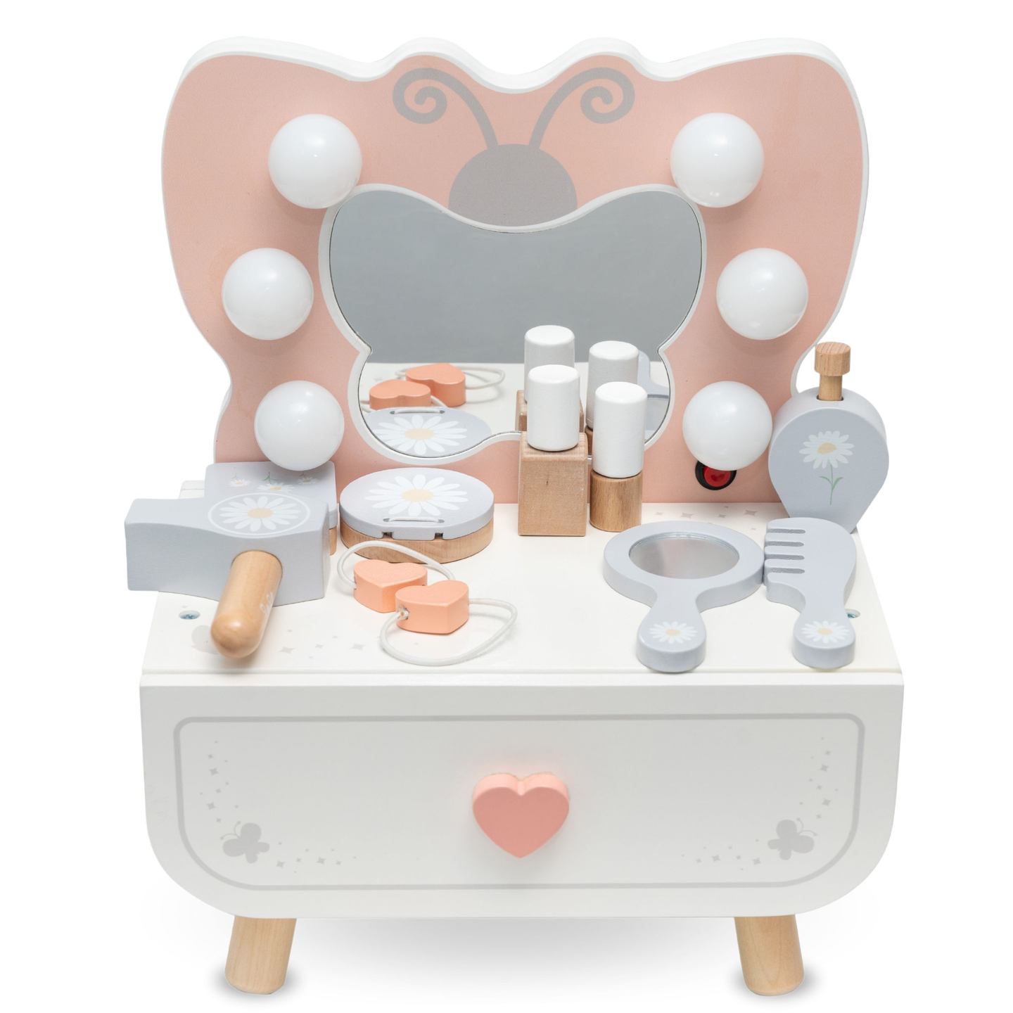 Mini măsuță de toaletă din lemn cu iluminare LED - Butterfly