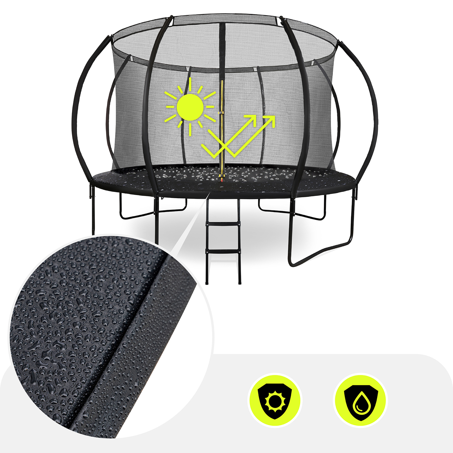 Trambulina XXL de gradina pentru copii HyperMotion - 366 cm 12FT - cu scara si plasa interioara - pentru casa si gradina - 150kg max