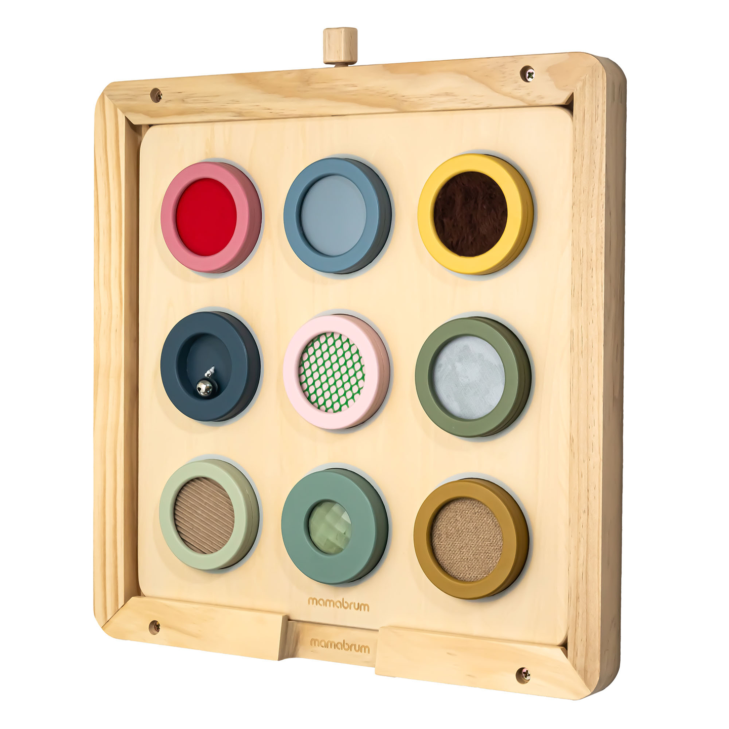 Tablă senzorială Montessori din lemn – 9 texturi pentru a descoperi și dezvolta simțul tactil