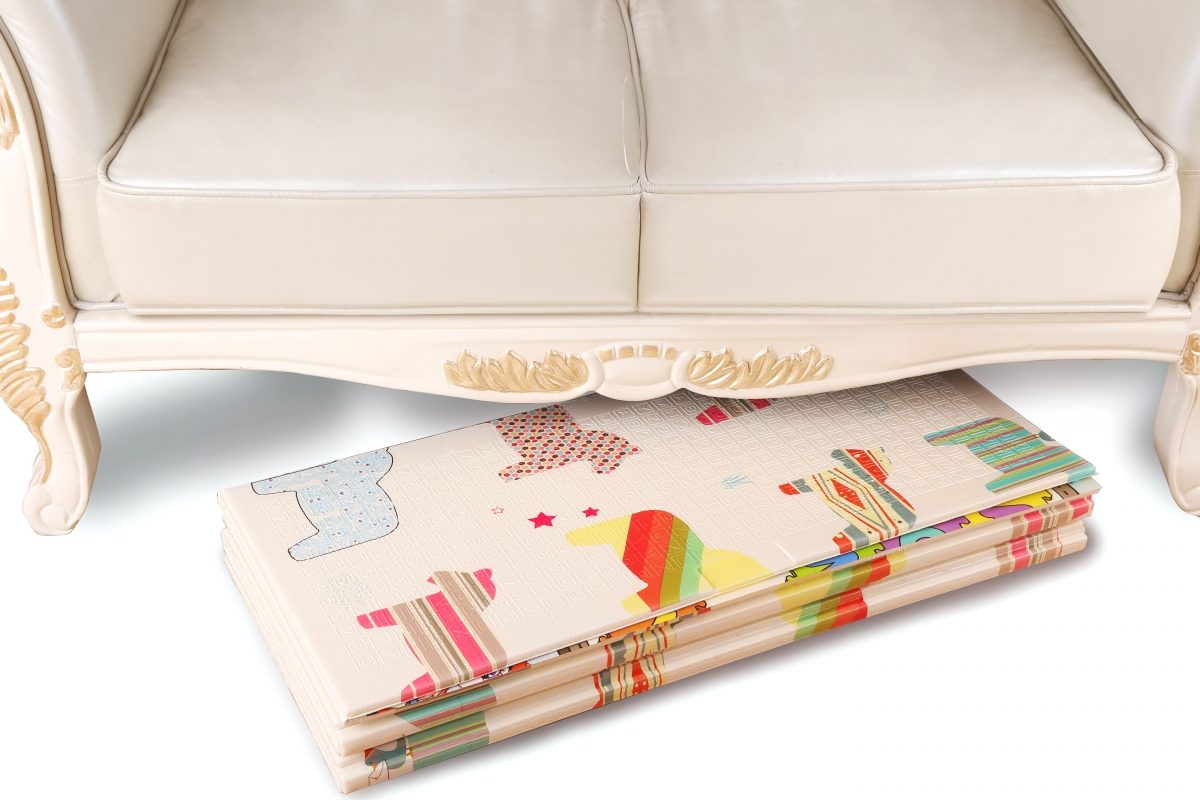 Covoraș din spumă cu două fețe XXL - pliabil 1 CM (pădure cu ursuleț și cai)