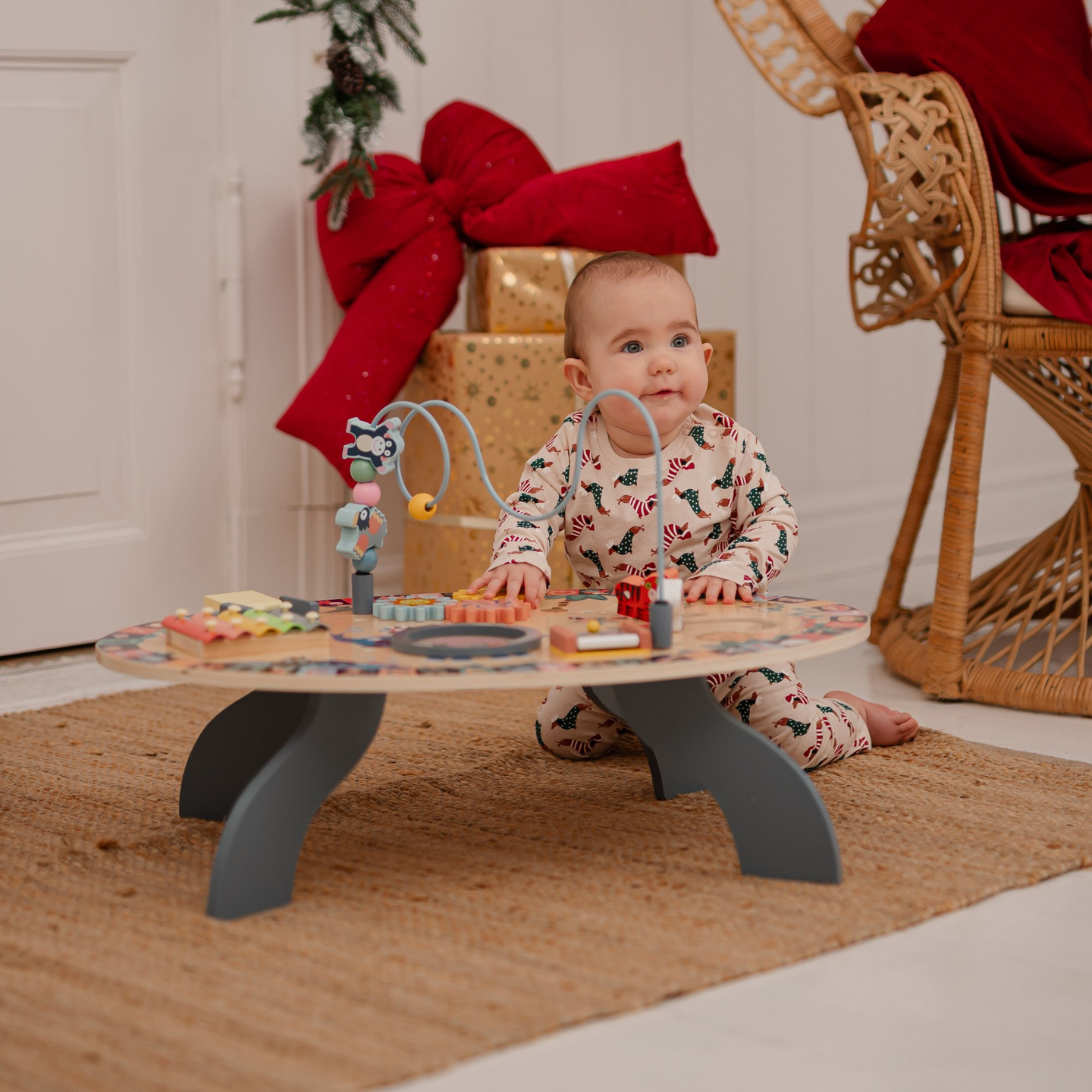 Masă educațională din lemn 7in1, muzicală, senzorială