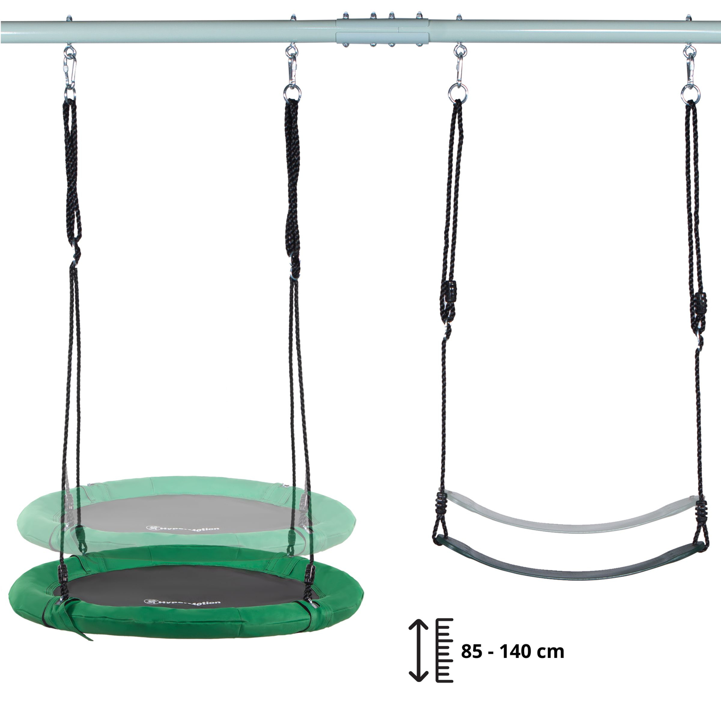Leagăn dublu de grădină cu cadru și frânghii - scaun și cuib de barză