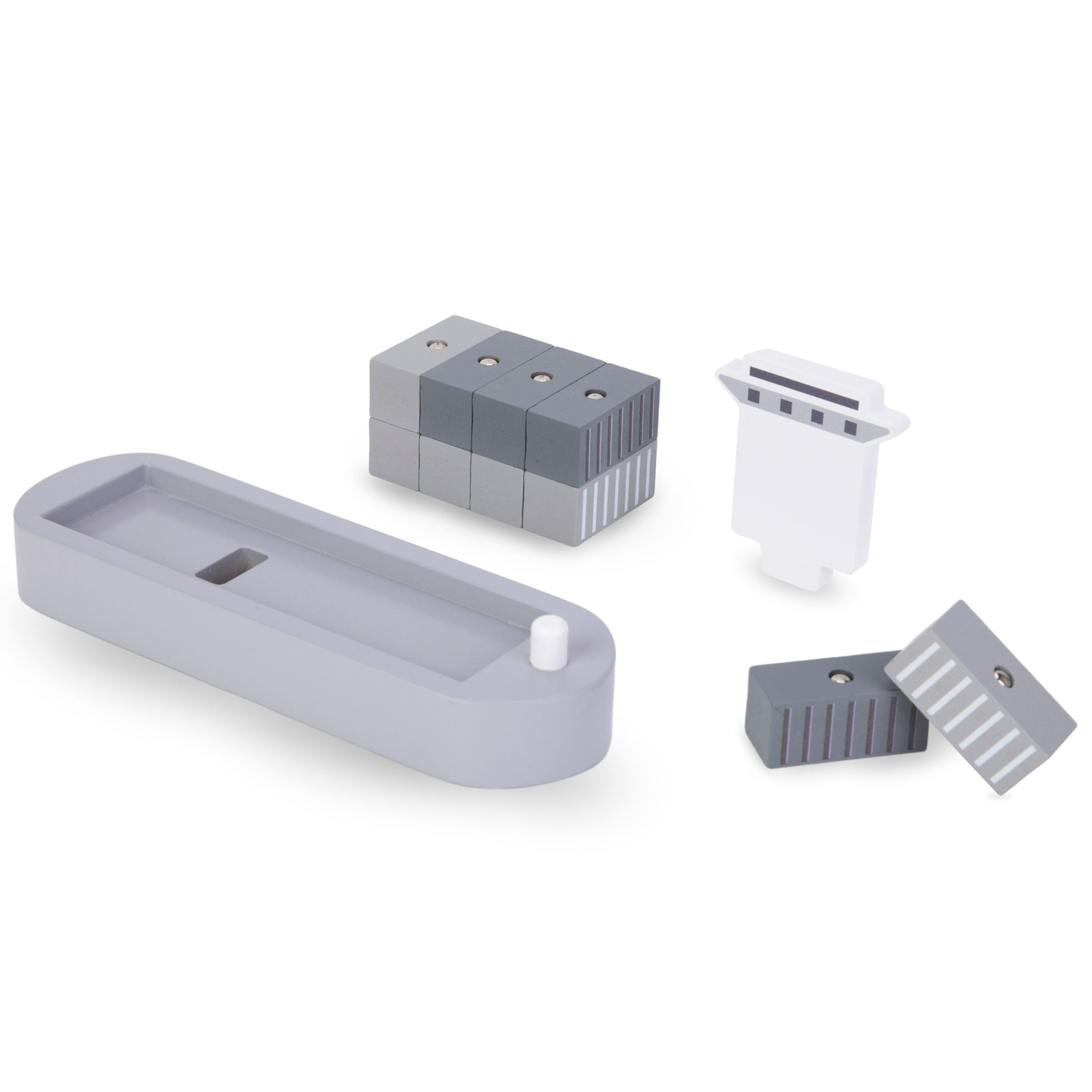 Macara portuară mobilă cu troliu magnetic și accesorii - set din lemn