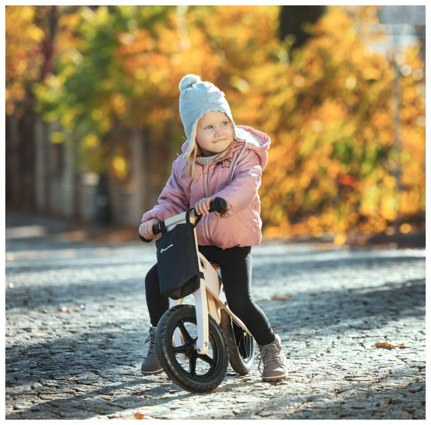 Bicicleta de jogging din lemn HyperMotion LEXI - roți din spumă, super ușoară - roz