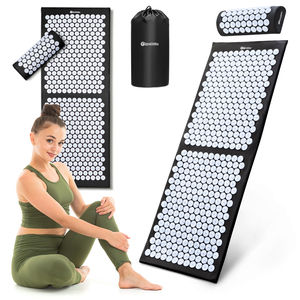 Saltea mare de presopunctură cu pernă și husă - 130 cm HyperMotion alb-negru