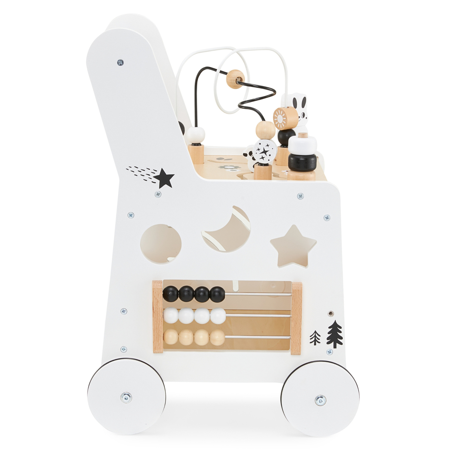 6in1 cărucior din lemn, Walker cu funcție de masă de învățare