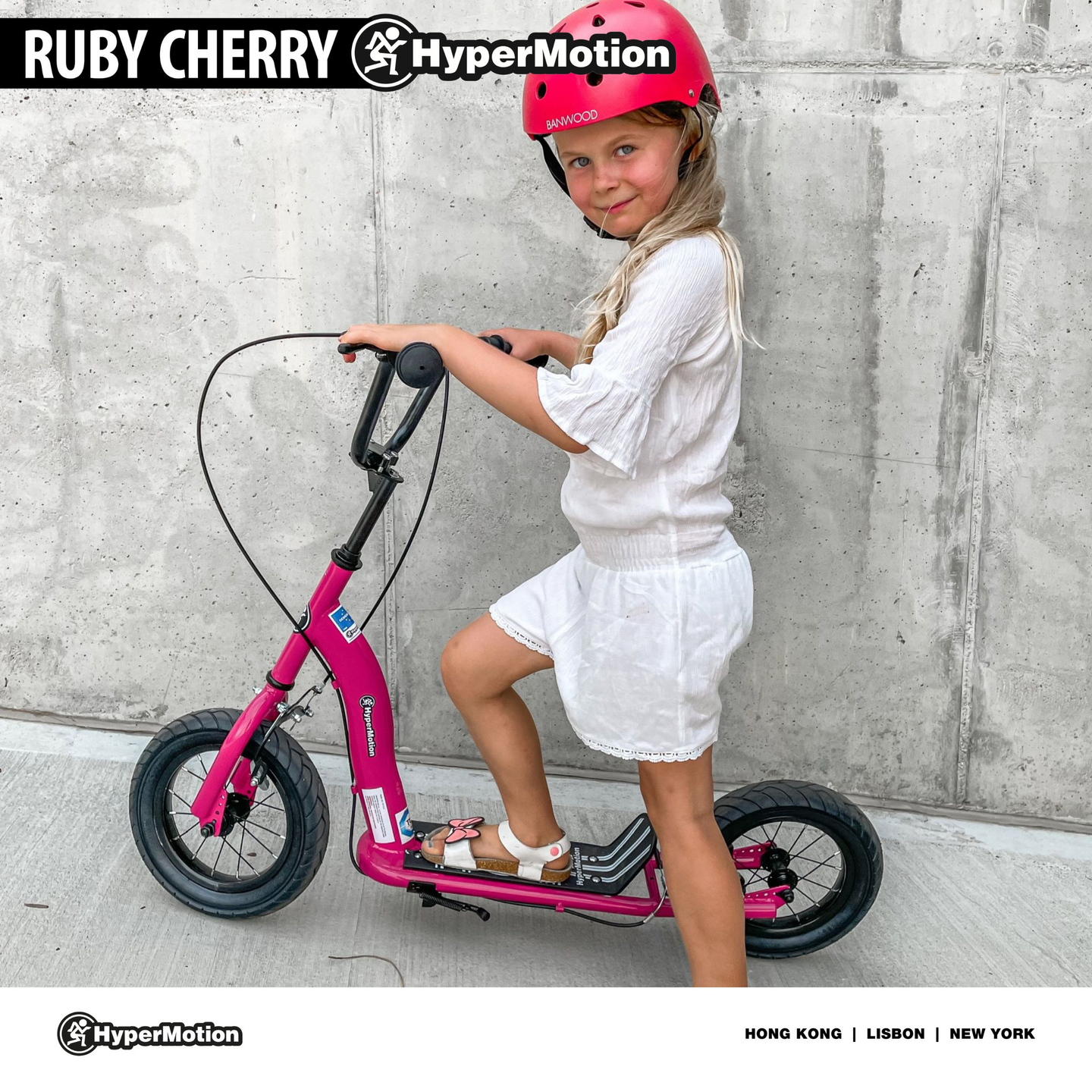 Trotinetă HyperMotion RUBY 12 (roți gonflabile de 30 cm) - fuchsia/magenta